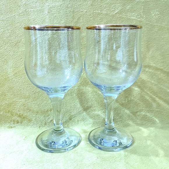 Dining Vintage Clear Wine Glasses With Gold Rim Poshmark
